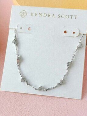 Kendra Scott - Haven Heart White Crystal Silver Strand Necklace - NEW